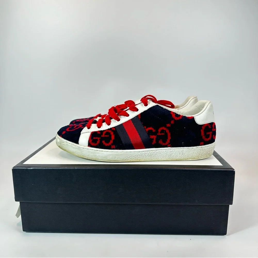 Gucci Ace GG terry cloth “Blue Red” - Picture 2 of 7